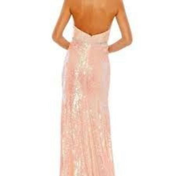 Ieena Mac Duggal Size 12 Strapless Sequin Formal Gown Coral Pink Sparkle NWT - Picture 3 of 16